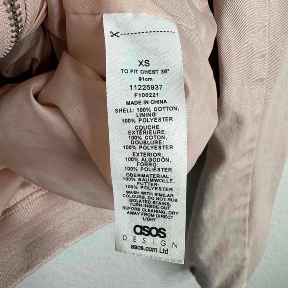 ASOS Jacket Women’s XS Pink Oversized Zip Pockets Y2K Everyday Retro Bomber - Picture 7 of 9